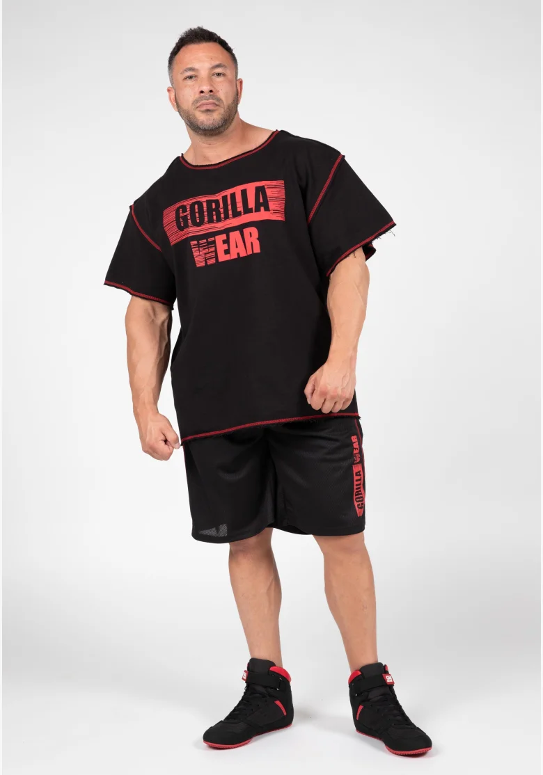 Gorilla Wear pánske šortky Wallace Mesh – čierna / červená