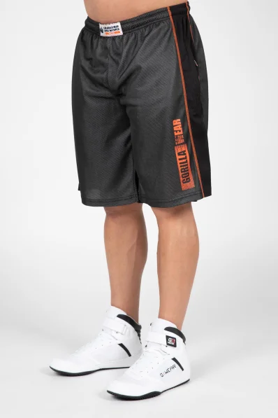 Gorilla Wear pánske šortky Wallace Mesh – sivá / oranžová
