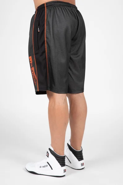 Gorilla Wear pánske šortky Wallace Mesh – sivá / oranžová 2
