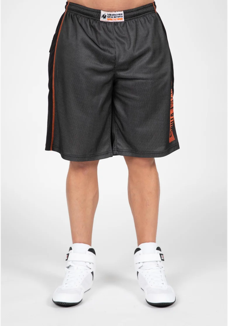 Gorilla Wear pánske šortky Wallace Mesh – sivá / oranžová