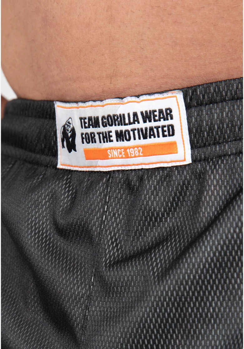 Gorilla Wear pánske šortky Wallace Mesh – sivá / oranžová