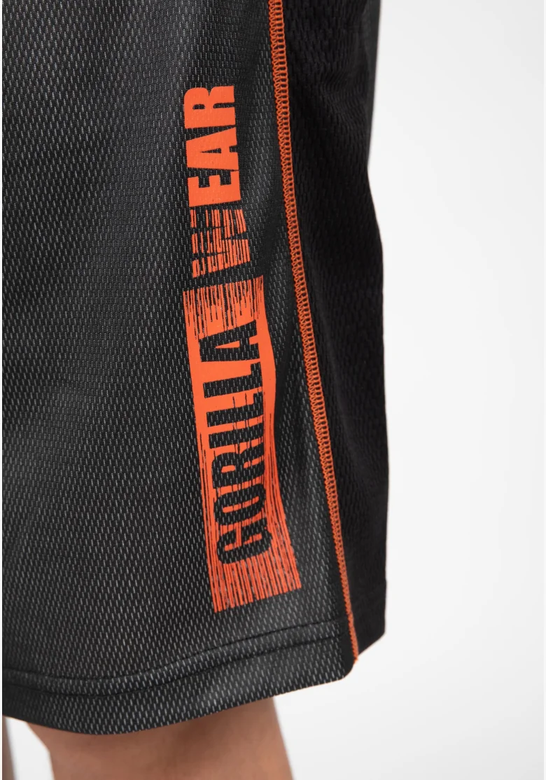 Gorilla Wear pánske šortky Wallace Mesh – sivá / oranžová
