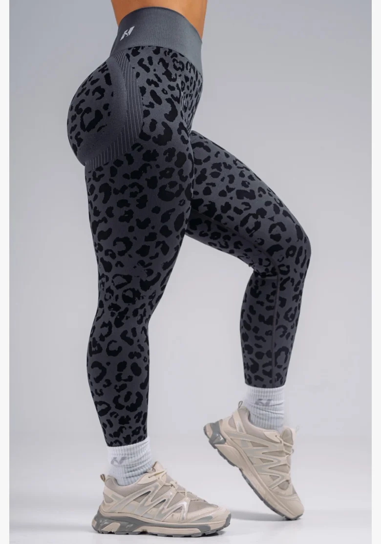 NEBBIA Kompresné push-up legíny s leopardím vzorom PRIMAL čierne