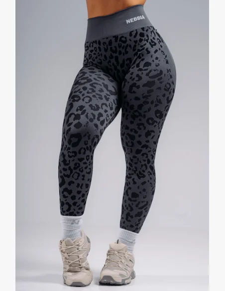 NEBBIA Kompresné push-up legíny s leopardím vzorom PRIMAL čierne