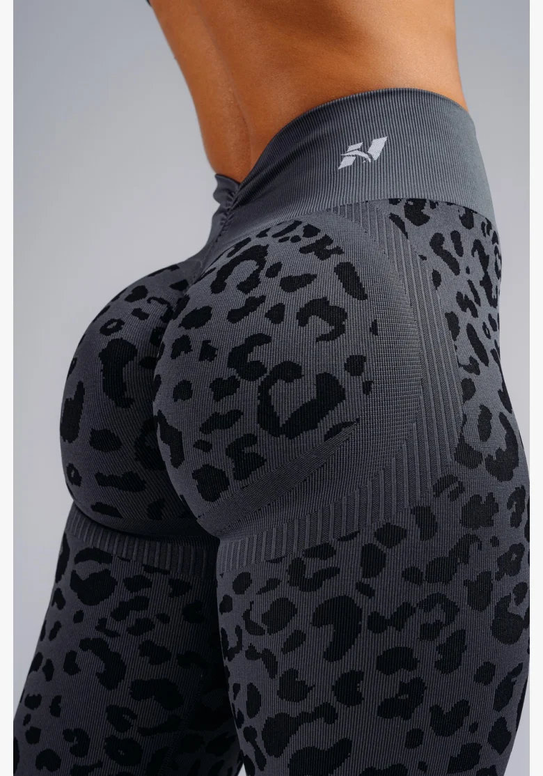 NEBBIA Kompresné push-up legíny s leopardím vzorom PRIMAL čierne
