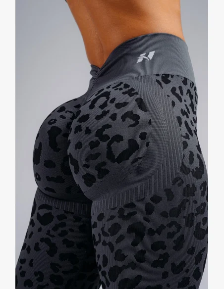 NEBBIA Kompresné push-up legíny s leopardím vzorom PRIMAL čierne
