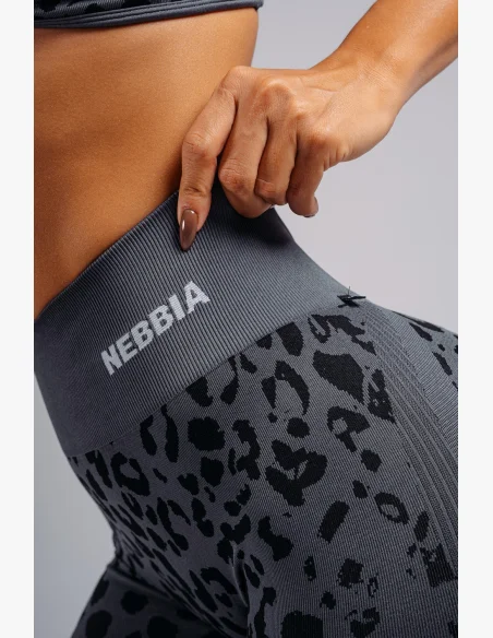 NEBBIA Kompresné push-up legíny s leopardím vzorom PRIMAL čierne