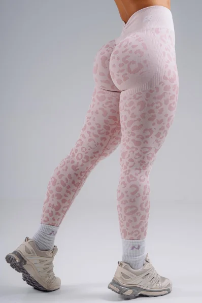 NEBBIA Kompresné push-up legíny s leopardím vzorom PRIMAL ružové