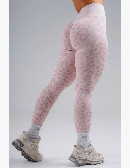 NEBBIA Kompresné push-up legíny s leopardím vzorom PRIMAL ružové