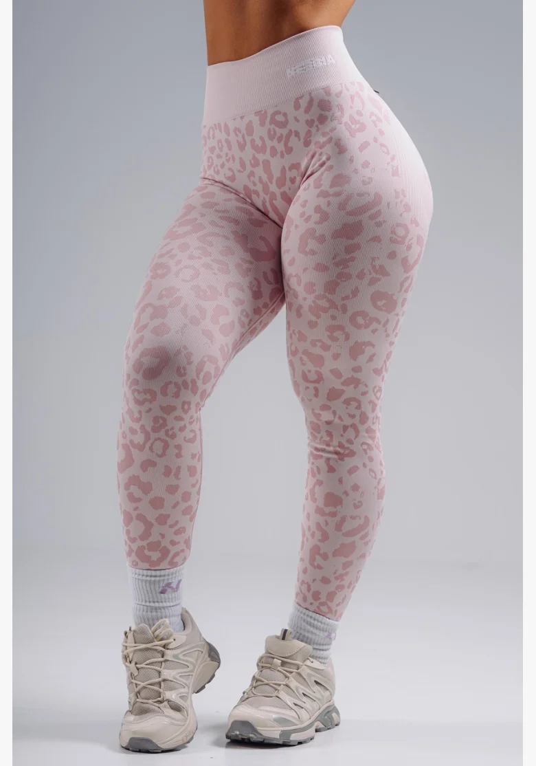 NEBBIA Kompresné push-up legíny s leopardím vzorom PRIMAL ružové