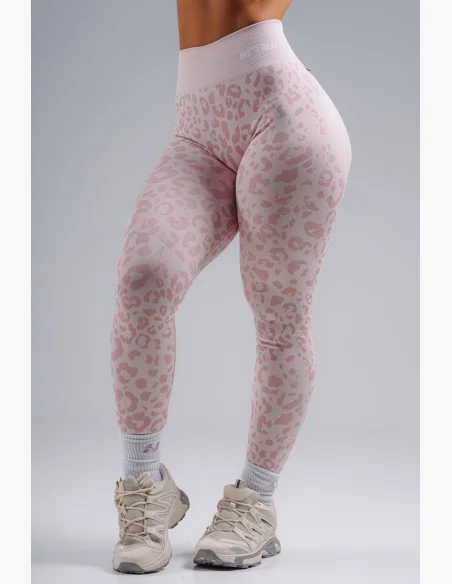 NEBBIA Kompresné push-up legíny s leopardím vzorom PRIMAL ružové