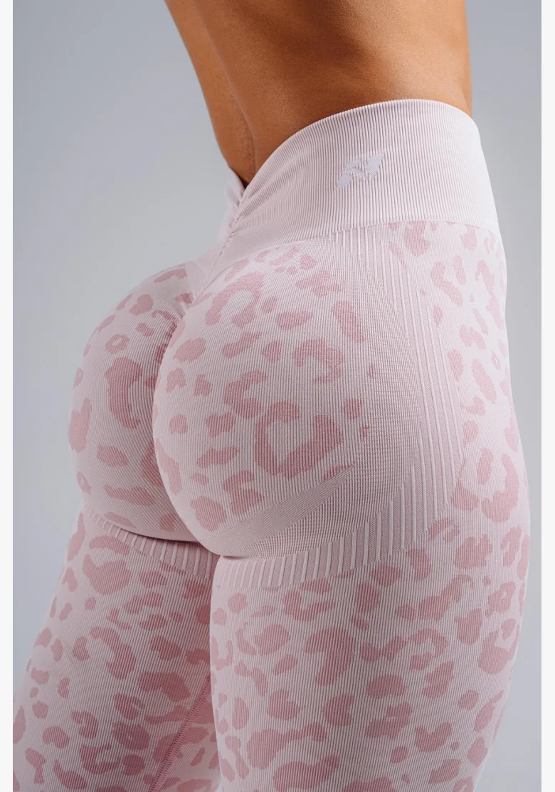 NEBBIA Kompresné push-up legíny s leopardím vzorom PRIMAL ružové