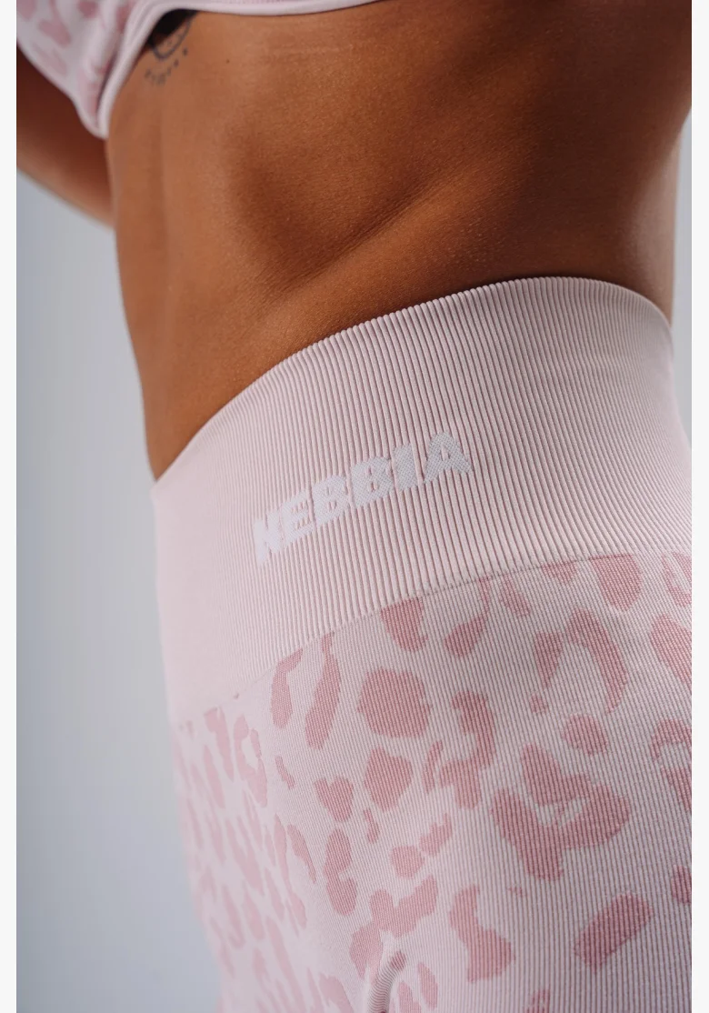 NEBBIA Kompresné push-up legíny s leopardím vzorom PRIMAL ružové