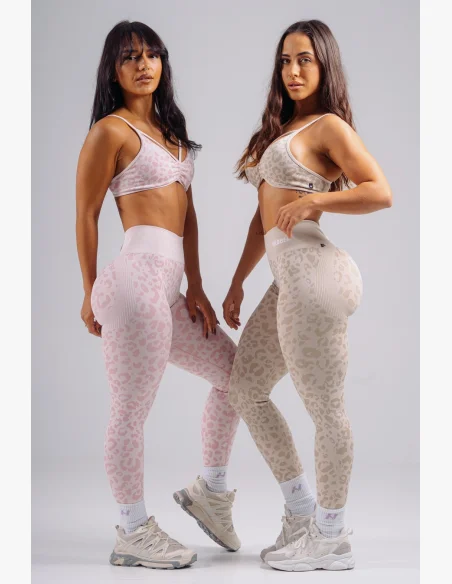 NEBBIA Kompresné push-up legíny s leopardím vzorom PRIMAL ružové