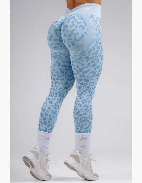 NEBBIA Kompresné push-up legíny s leopardím vzorom PRIMAL modré
