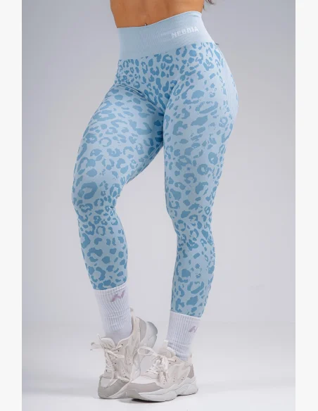 NEBBIA Kompresné push-up legíny s leopardím vzorom PRIMAL modré