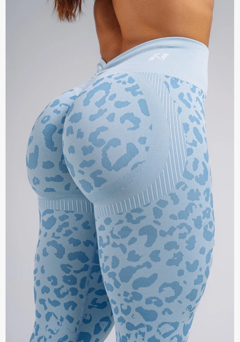 NEBBIA Kompresné push-up legíny s leopardím vzorom PRIMAL modré