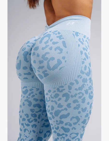 NEBBIA Kompresné push-up legíny s leopardím vzorom PRIMAL modré