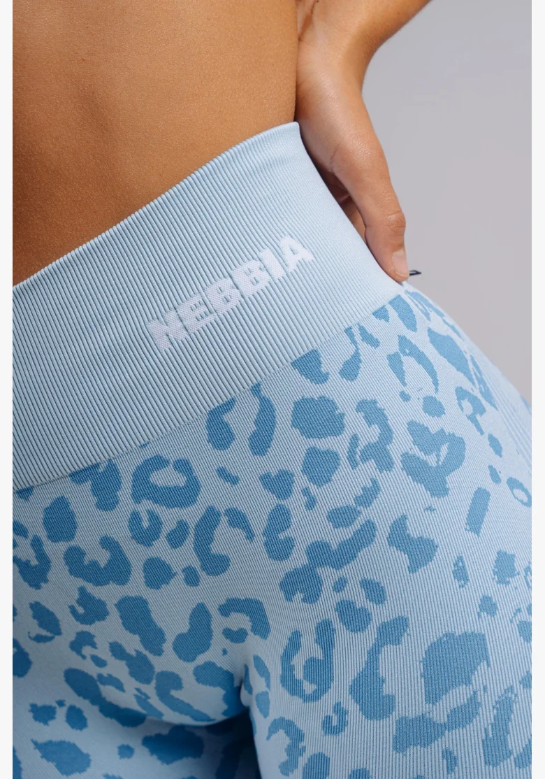 NEBBIA Kompresné push-up legíny s leopardím vzorom PRIMAL modré