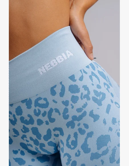 NEBBIA Kompresné push-up legíny s leopardím vzorom PRIMAL modré