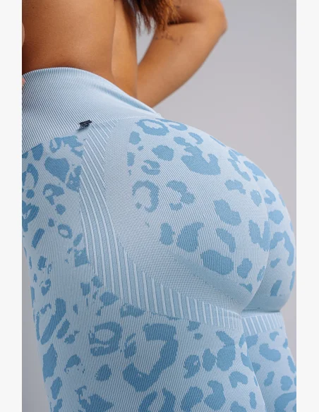 NEBBIA Kompresné push-up legíny s leopardím vzorom PRIMAL modré
