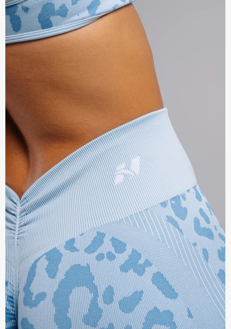 NEBBIA Kompresné push-up legíny s leopardím vzorom PRIMAL modré