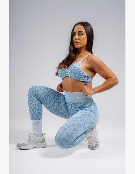 NEBBIA Kompresné push-up legíny s leopardím vzorom PRIMAL modré
