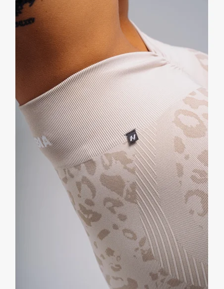 NEBBIA Kompresné push-up legíny s leopardím vzorom PRIMAL krémové