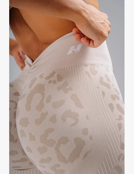 NEBBIA Kompresné push-up legíny s leopardím vzorom PRIMAL krémové
