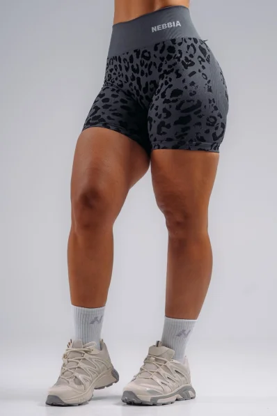 NEBBIA Kompresné push-up šortky s leopardím vzorom PRIMAL čierne 2