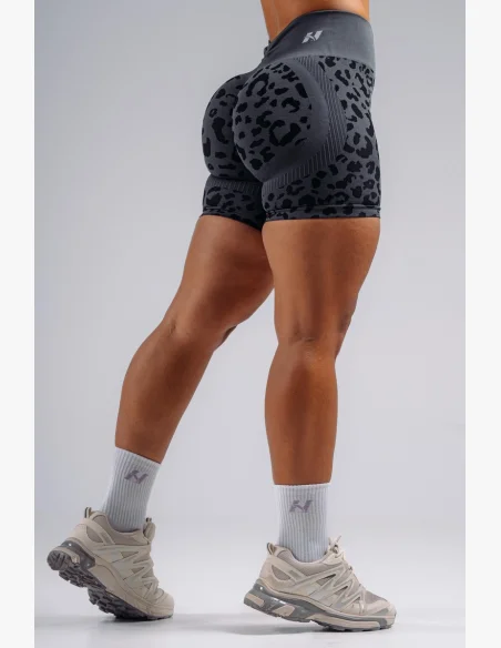 NEBBIA Kompresné push-up šortky s leopardím vzorom PRIMAL čierne