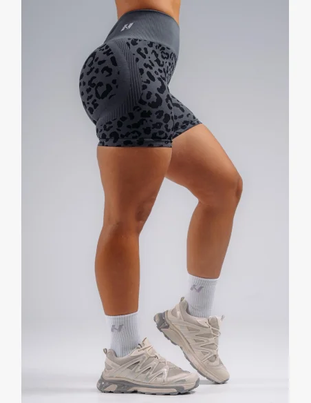 NEBBIA Kompresné push-up šortky s leopardím vzorom PRIMAL čierne