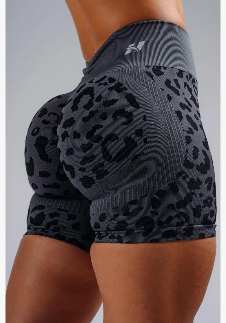 NEBBIA Kompresné push-up šortky s leopardím vzorom PRIMAL čierne