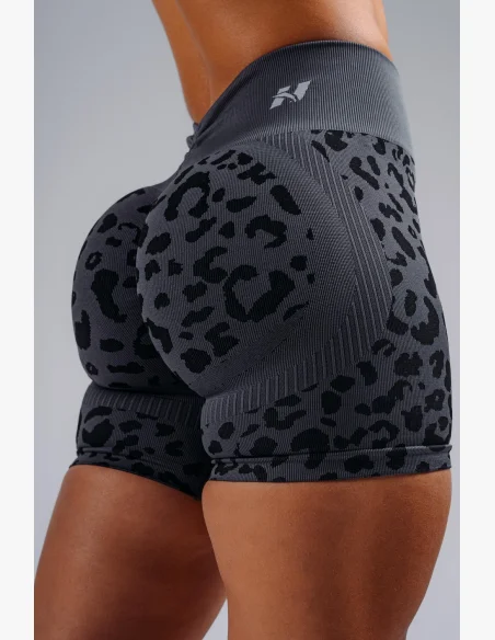 NEBBIA Kompresné push-up šortky s leopardím vzorom PRIMAL čierne