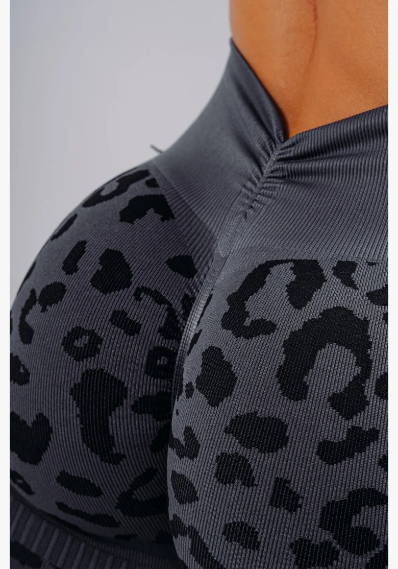 NEBBIA Kompresné push-up šortky s leopardím vzorom PRIMAL čierne