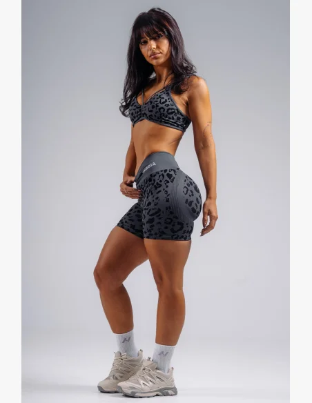 NEBBIA Kompresné push-up šortky s leopardím vzorom PRIMAL čierne