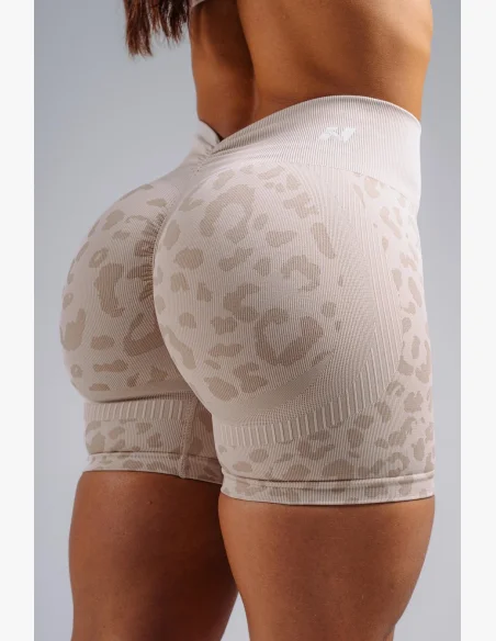 NEBBIA Kompresné push-up šortky s leopardím vzorom PRIMAL krémové