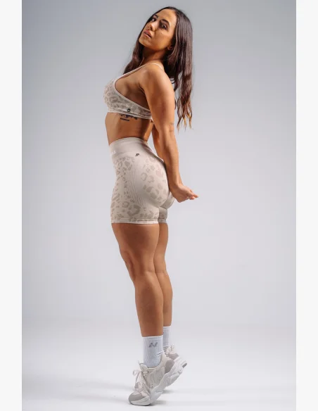 NEBBIA Kompresné push-up šortky s leopardím vzorom PRIMAL krémové