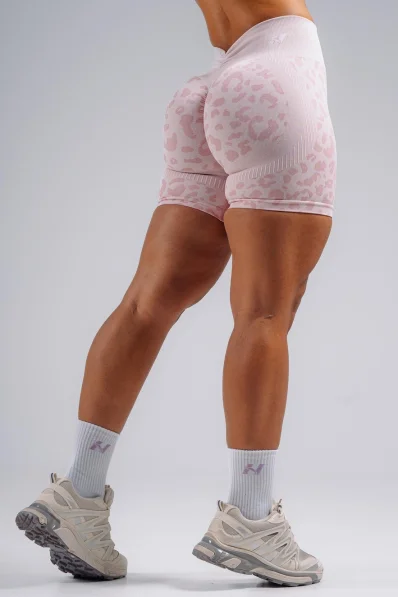 NEBBIA Kompresné push-up šortky s leopardím vzorom PRIMAL ružové