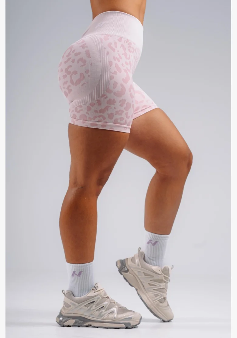 NEBBIA Kompresné push-up šortky s leopardím vzorom PRIMAL ružové