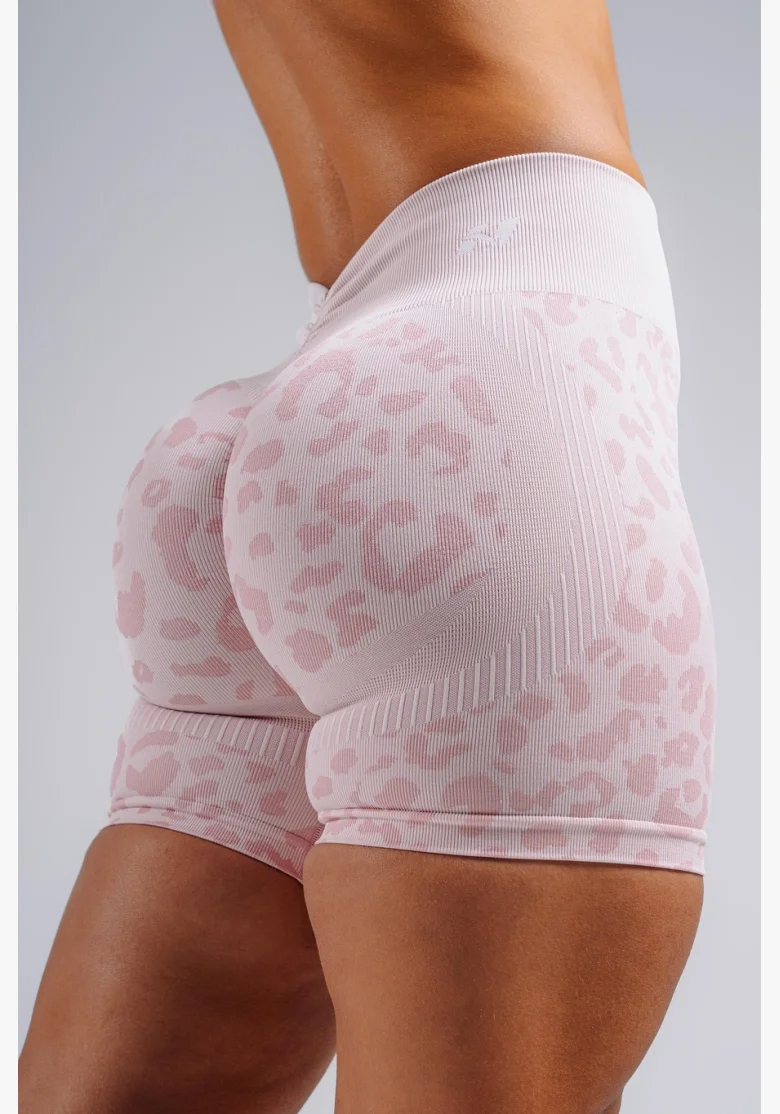 NEBBIA Kompresné push-up šortky s leopardím vzorom PRIMAL ružové