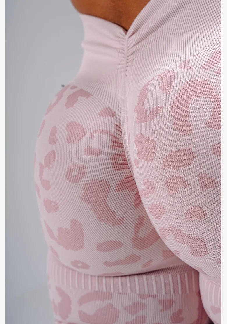 NEBBIA Kompresné push-up šortky s leopardím vzorom PRIMAL ružové