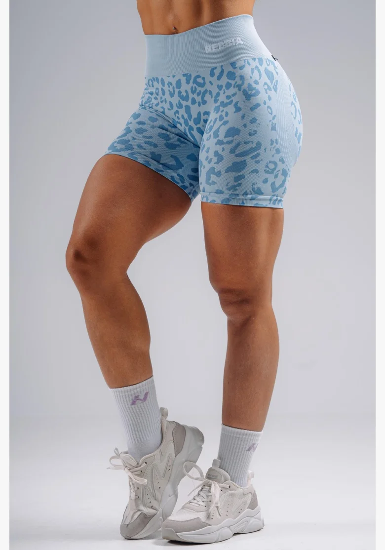 NEBBIA Kompresné push-up šortky s leopardím vzorom PRIMAL modré