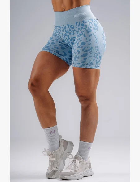 NEBBIA Kompresné push-up šortky s leopardím vzorom PRIMAL modré