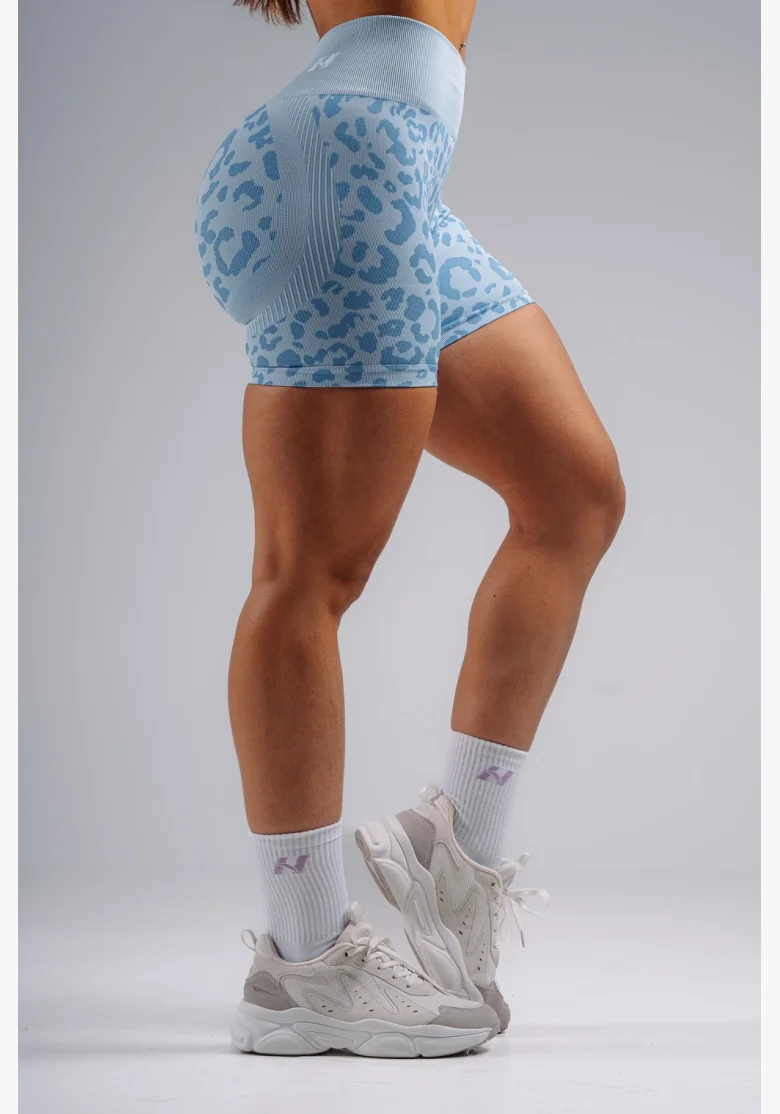 NEBBIA Kompresné push-up šortky s leopardím vzorom PRIMAL modré
