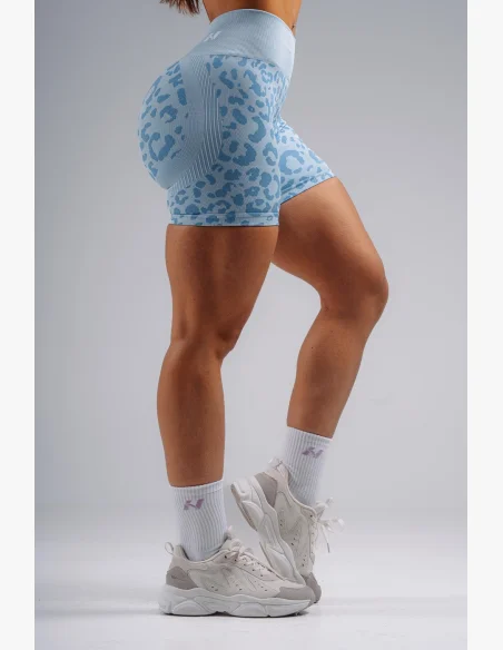 NEBBIA Kompresné push-up šortky s leopardím vzorom PRIMAL modré