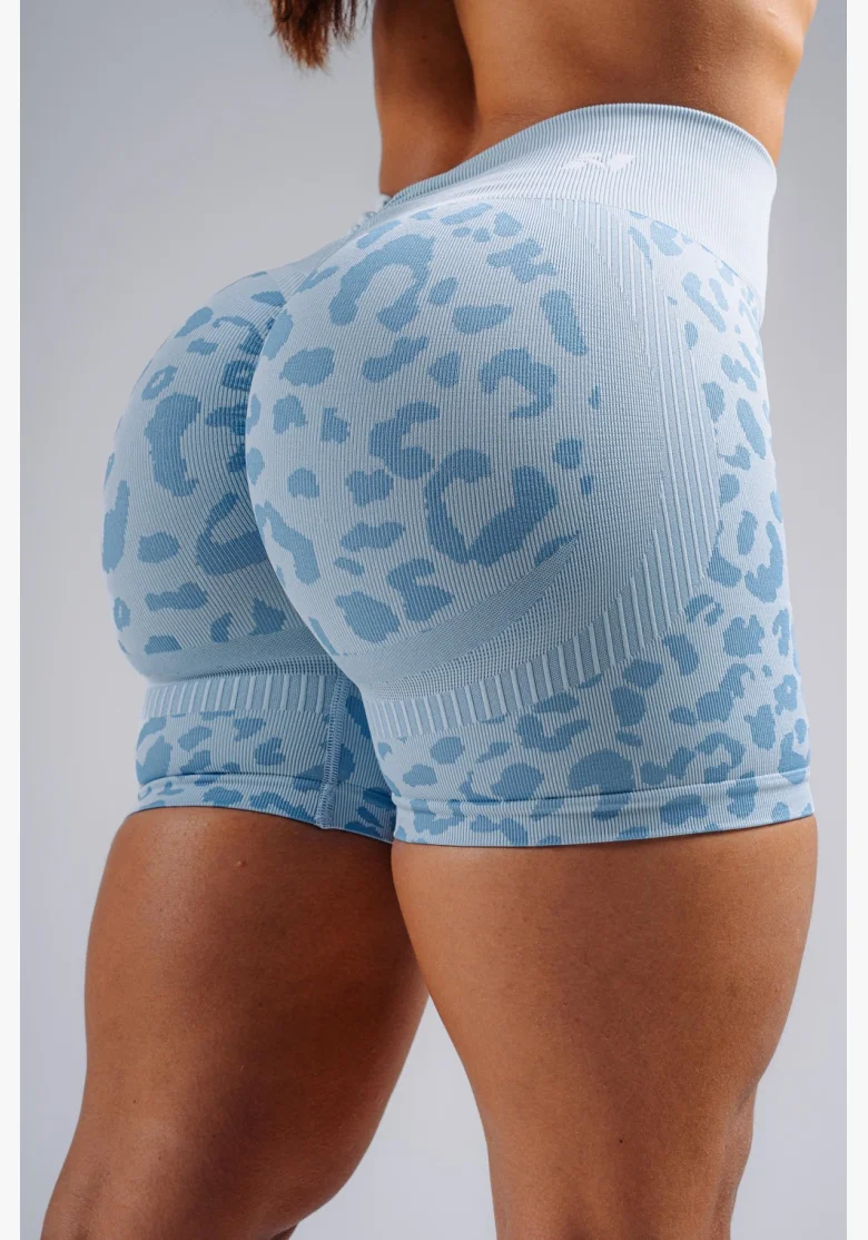 NEBBIA Kompresné push-up šortky s leopardím vzorom PRIMAL modré