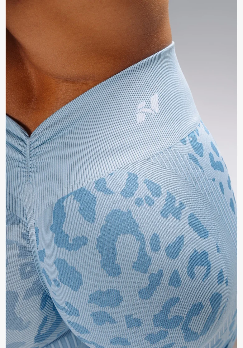 NEBBIA Kompresné push-up šortky s leopardím vzorom PRIMAL modré