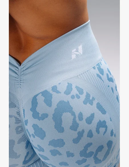 NEBBIA Kompresné push-up šortky s leopardím vzorom PRIMAL modré