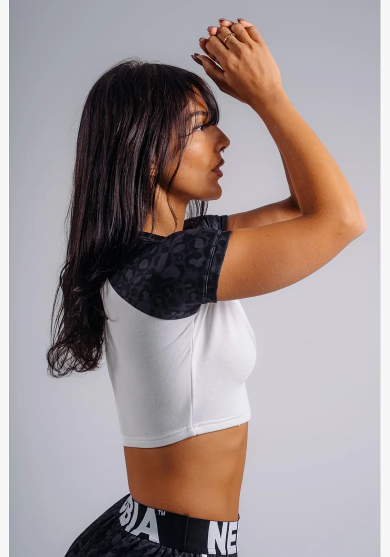 NEBBIA Crop top s leopardím vzorom '97 PRIMAL čierny